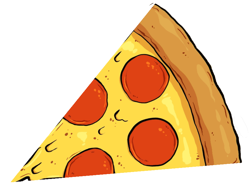 A line-drawing of a pizza slice
