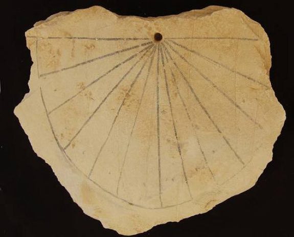 A picture of the oldest-known sundial. Dated 1500BC, the dial is drawn on a sheet of papyrus and divides the day into 12 sections.